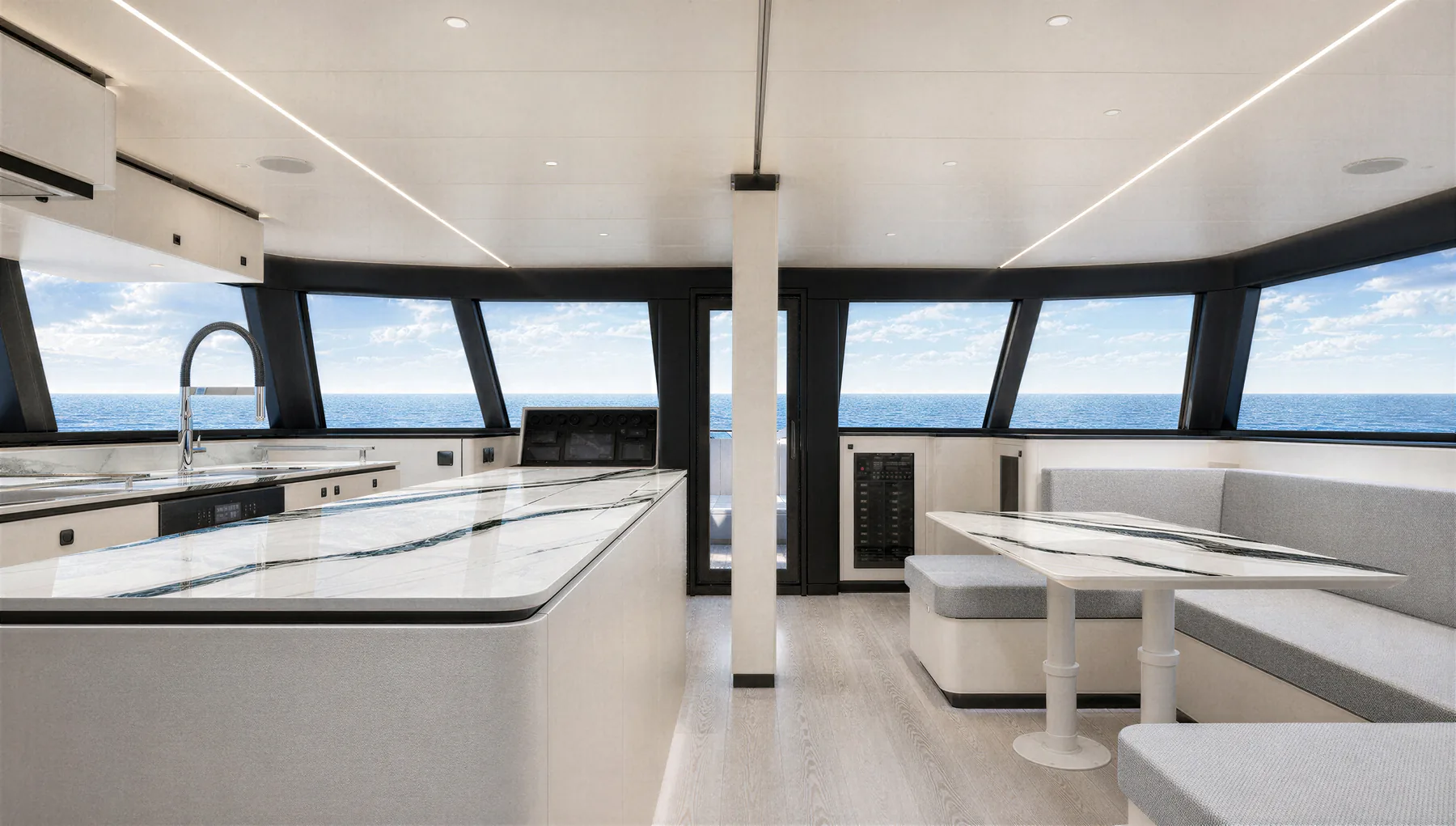 sv60 — Alabaster — galley and salon, forward