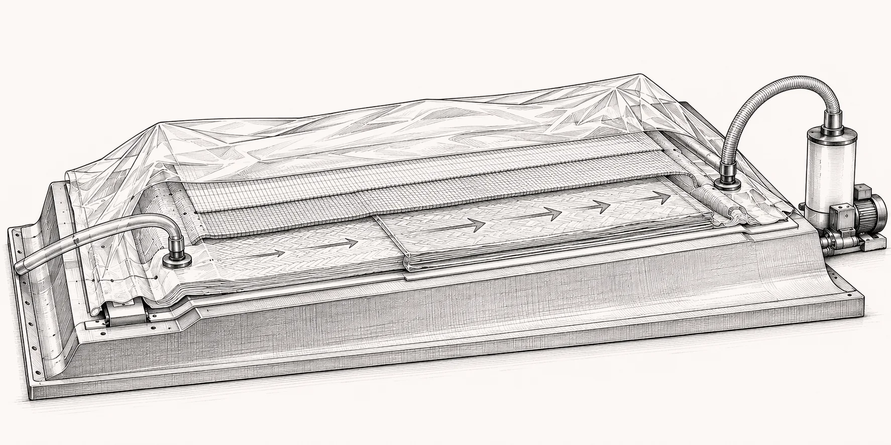 Vacuum infusion of a HeySea hull laminate
