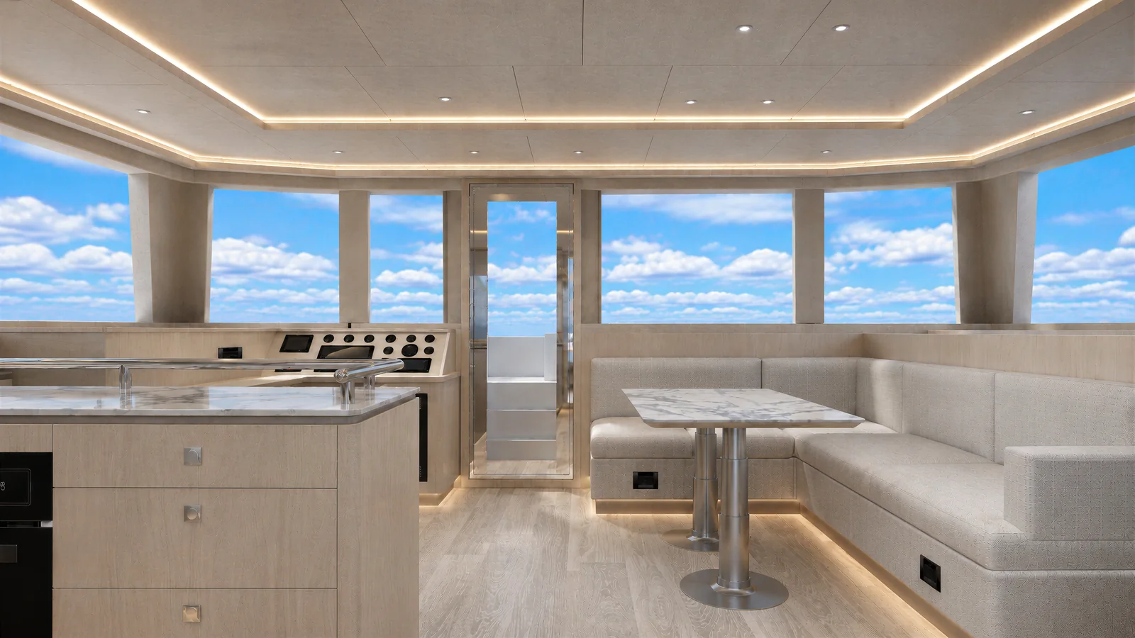 Galley and salon