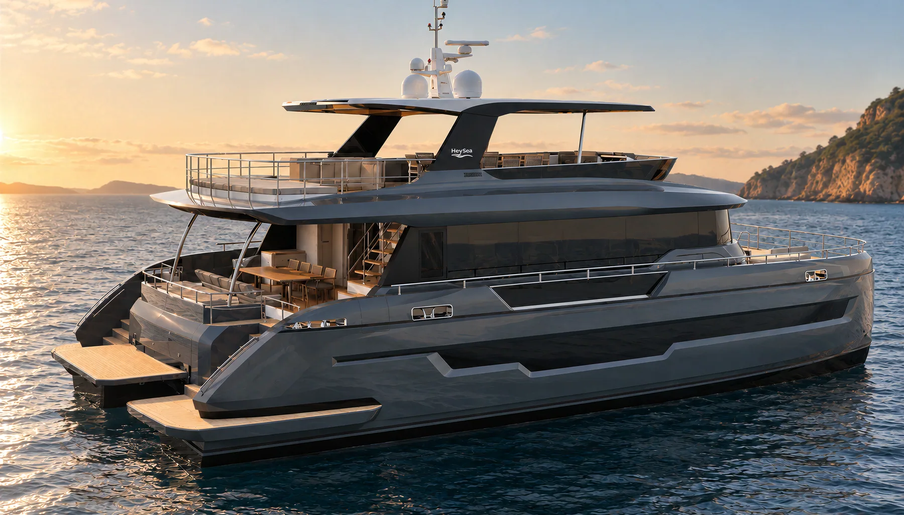 v70 under way, starboard quarter
