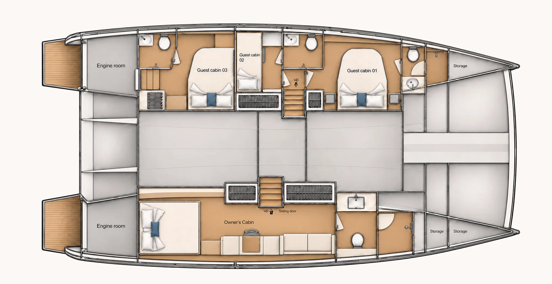 sv50 owner's three-cabin layout plan