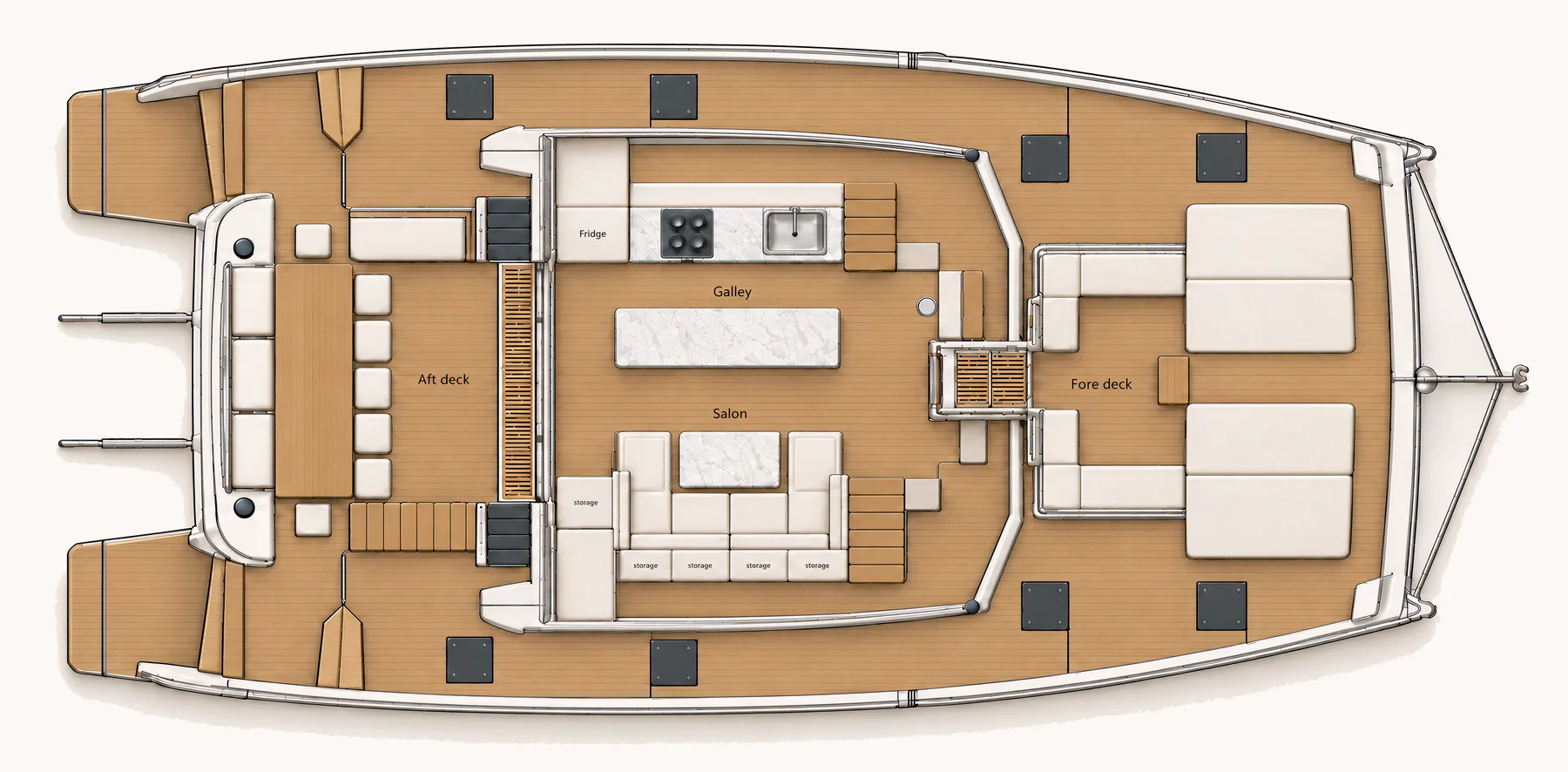 sv60 main deck, option C (dry aft cabins) deck plan
