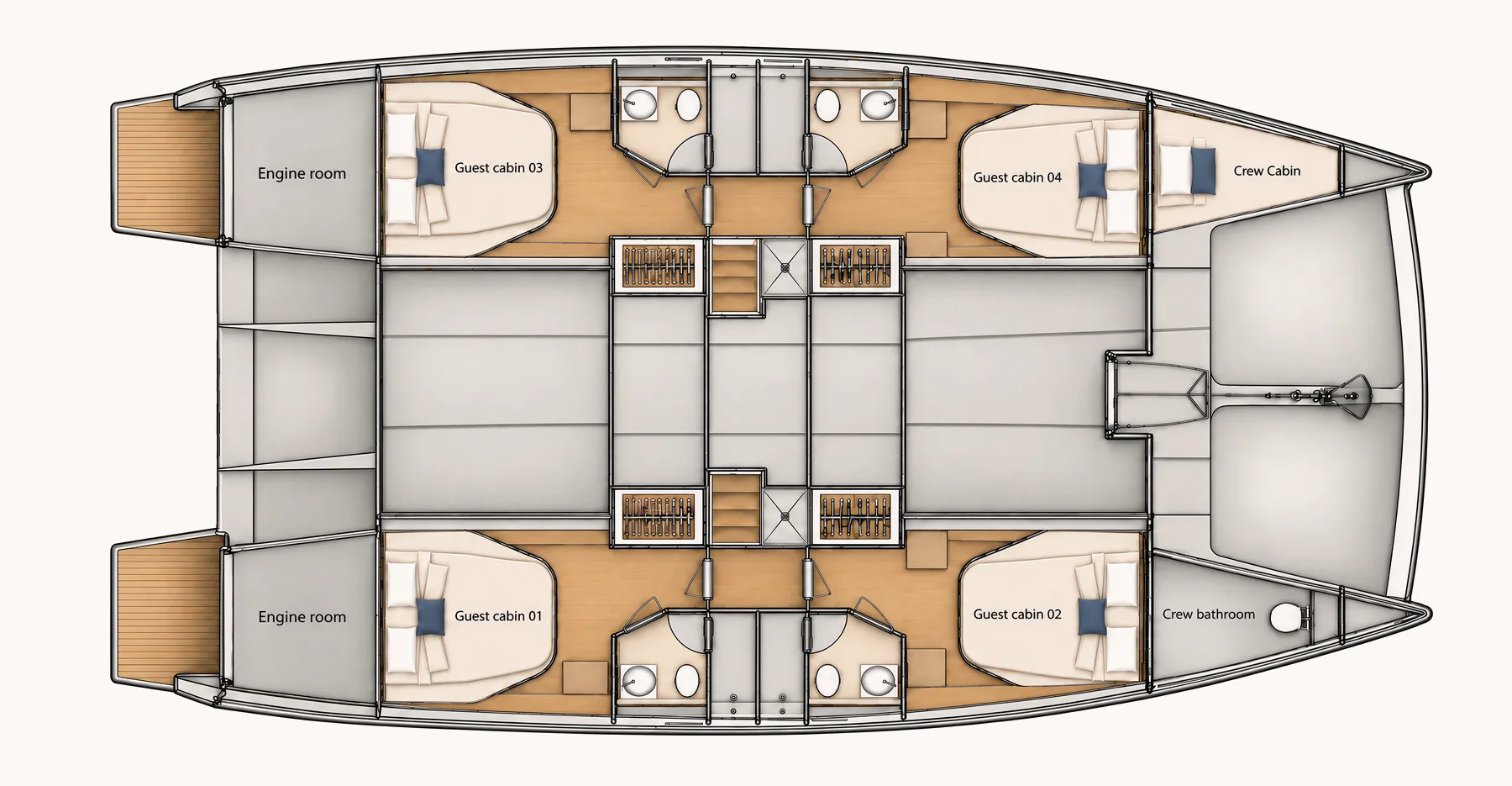 v50 four-cabin layout plan